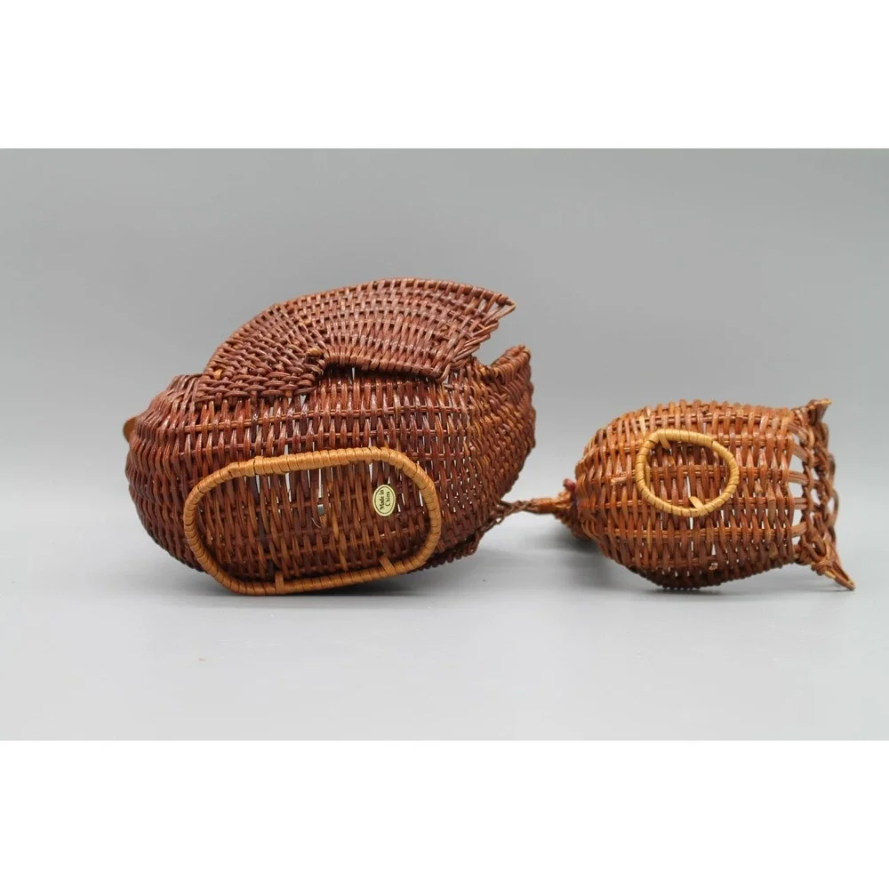 Vintage Avon Gift Collection Wicker Turkey Baskets Thanksgiving Fall Decor Set